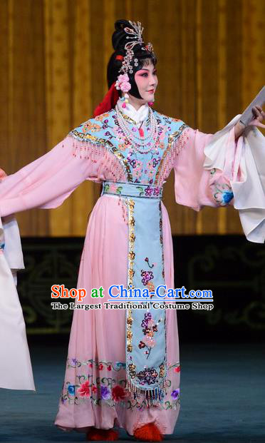 Chinese Beijing Opera Servant Girl Apparels Hongniang Costumes and Headpieces Traditional Peking Opera Xiaodan Dress Young Beauty Garment