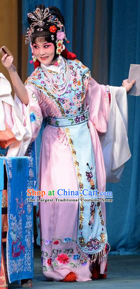 Chinese Beijing Opera Servant Girl Apparels Hongniang Costumes and Headpieces Traditional Peking Opera Xiaodan Dress Young Beauty Garment