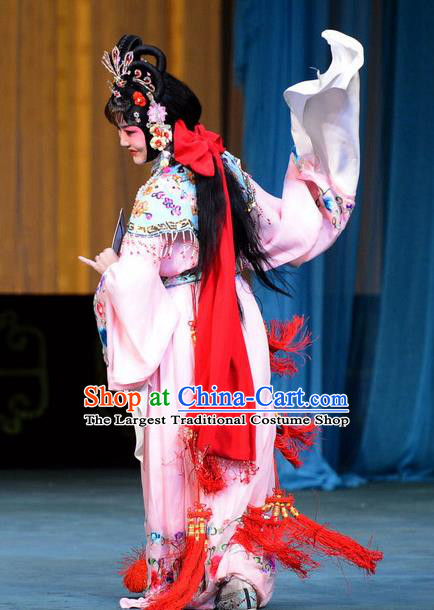 Chinese Beijing Opera Servant Girl Apparels Hongniang Costumes and Headpieces Traditional Peking Opera Xiaodan Dress Young Beauty Garment