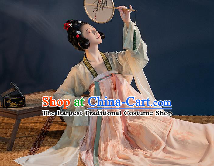 Chinese Ancient Young Lady Hanfu Dress Traditional Garment Tang Dynasty Royal Princess Apparels Historical Costumes for Women