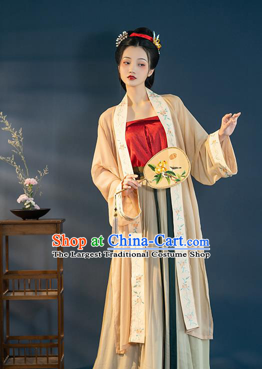 Chinese Ancient Young Female Hanfu Dress Traditional Garment Apparels Song Dynasty Historical Costumes Complete Set