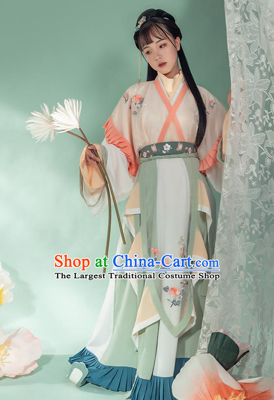 Chinese Ancient Royal Princess Hanfu Dress Traditional Garment Apparels Jin Dynasty Court Lady Historical Costumes for Women