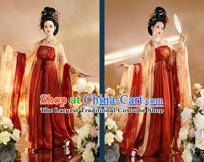 Chinese Traditional Tang Dynasty Court Lady Apparels Historical Costumes Ancient Imperial Concubine Hanfu Dress Royal Princess Garment for Women