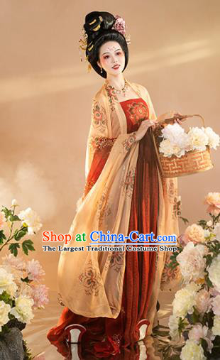 Chinese Traditional Tang Dynasty Court Lady Apparels Historical Costumes Ancient Imperial Concubine Hanfu Dress Royal Princess Garment for Women