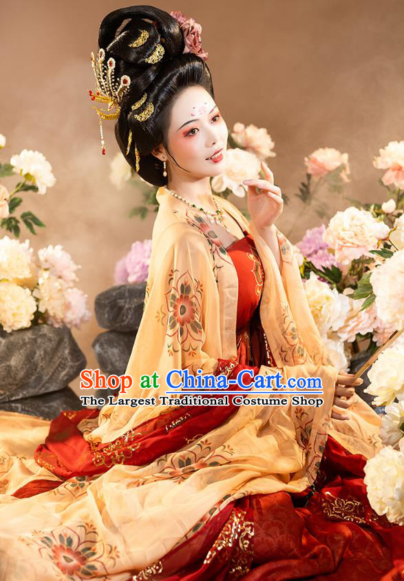 Chinese Traditional Tang Dynasty Court Lady Apparels Historical Costumes Ancient Imperial Concubine Hanfu Dress Royal Princess Garment for Women