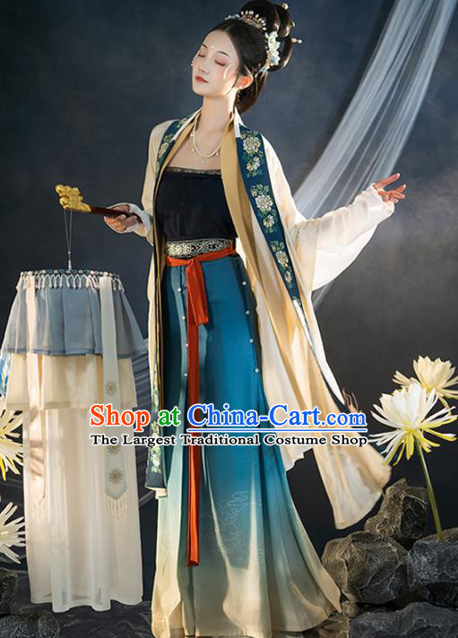 Chinese Traditional Song Dynasty Civilian Lady Apparels Historical Costumes Ancient Women Hanfu Dress Garment Complete Set