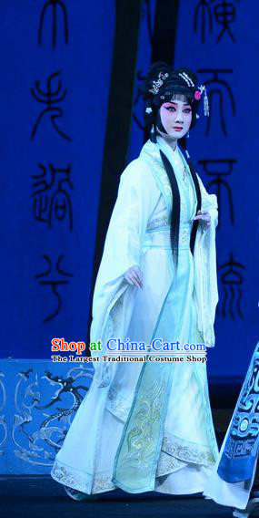Chinese Beijing Opera Young Beauty Apparels Qu Yuan Costumes and Headpieces Traditional Peking Opera Hua Tan Dress Village Girl Garment