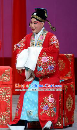 Su Xiaomei Chinese Peking Opera Scholar Qin Guan Garment Costumes and Headwear Beijing Opera Niche Apparels Bridegroom Wedding Clothing