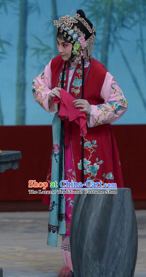 Chinese Beijing Opera Servant Girl Apparels Su Xiaomei Costumes and Headpieces Traditional Peking Opera Young Lady Rosy Dress Garment