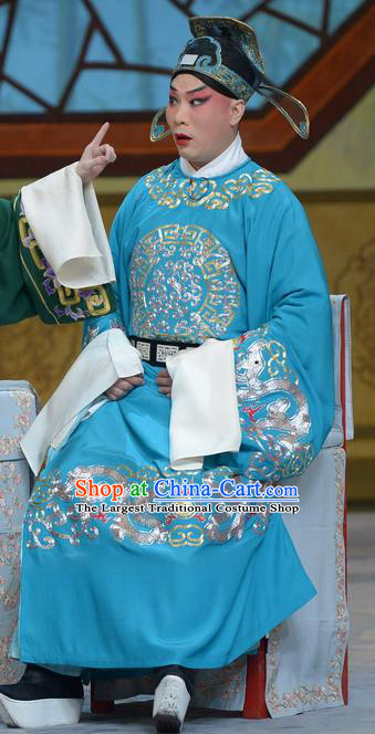 Su Xiaomei Chinese Peking Opera Xiaosheng Garment Costumes and Headwear Beijing Opera Young Male Apparels Scholar Qin Guan Blue Clothing