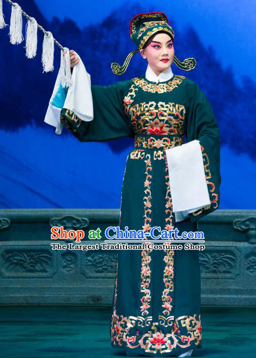 Su Xiaomei Chinese Peking Opera Scholar Garment Costumes and Headwear Beijing Opera Xiaosheng Apparels Young Male Clothing