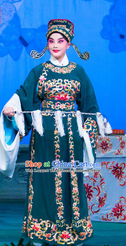 Su Xiaomei Chinese Peking Opera Scholar Garment Costumes and Headwear Beijing Opera Xiaosheng Apparels Young Male Clothing