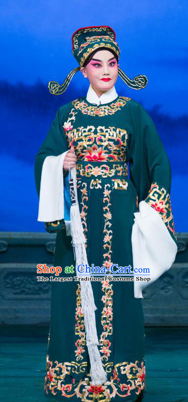 Su Xiaomei Chinese Peking Opera Scholar Garment Costumes and Headwear Beijing Opera Xiaosheng Apparels Young Male Clothing