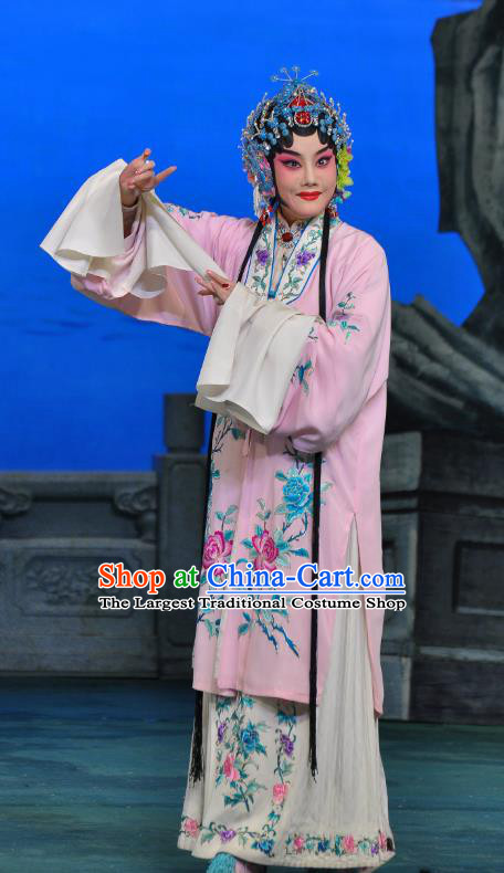 Chinese Beijing Opera Diva Apparels Su Xiaomei Costumes and Headpieces Traditional Peking Opera Hua Tan Pink Dress Young Female Garment