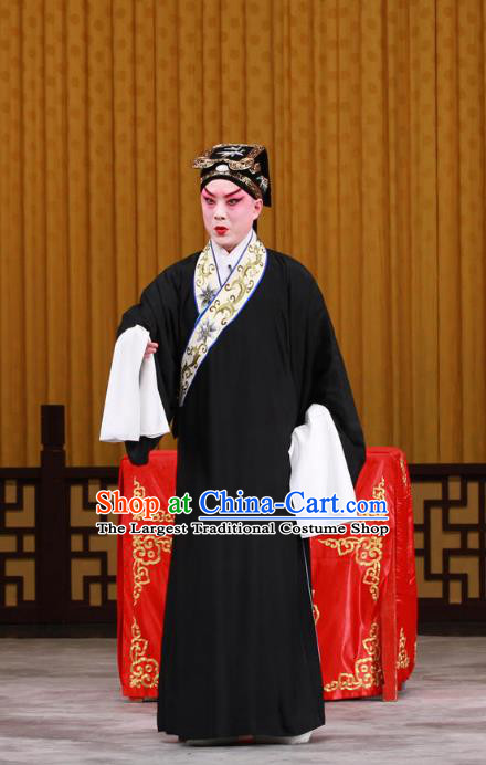 Shi Wen Hui Chinese Peking Opera Gifted Youth Garment Costumes and Headwear Beijing Opera Young Male Apparels Scholar Gu Ziyu Clothing