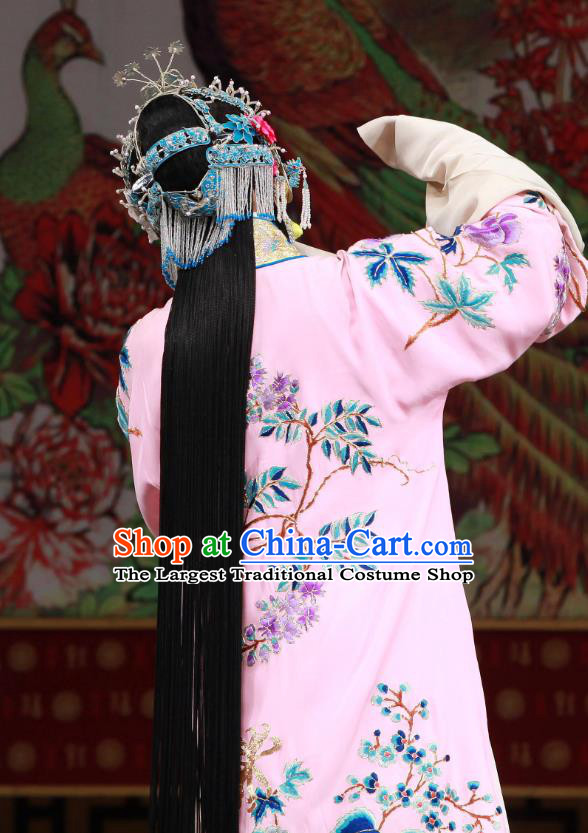 Chinese Beijing Opera Actress Apparels Shi Wen Hui Costumes and Headpieces Traditional Peking Opera Hua Tan Pink Dress Diva Shen Wan E Garment