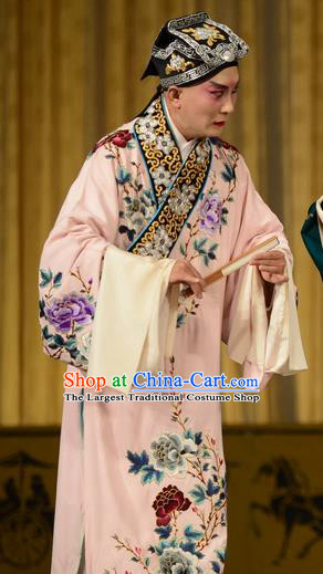 Shi Wen Hui Chinese Peking Opera Scholar Xie Ying Garment Costumes and Headwear Beijing Opera Gifted Youth Young Male Apparels Clothing
