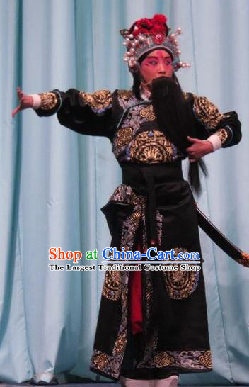 Qin Xianglian Chinese Ping Opera Martial Male Garment Costumes and Headwear Pingju Opera Wusheng Apparels Swordsman Clothing