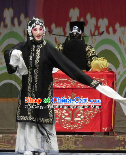 Chinese Ping Opera Tsing Yi Apparels Costumes and Headpieces Traditional Pingju Opera Distress Female Qin Xianglian Black Dress Garment