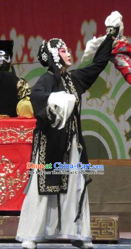 Chinese Ping Opera Tsing Yi Apparels Costumes and Headpieces Traditional Pingju Opera Distress Female Qin Xianglian Black Dress Garment