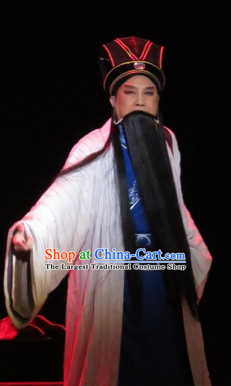 Saving Orphan Chinese Ping Opera Elderly Male Garment Costumes and Headwear Pingju Opera Laosheng Cheng Ying Apparels Clothing