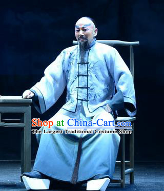 Imperial Envoy Chinese Peking Opera Laosheng Lin Zexu Garment Costumes and Headwear Beijing Opera Elderly Male Apparels Qing Dynasty Clothing
