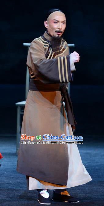 Imperial Envoy Chinese Peking Opera Scholar Garment Costumes and Headwear Beijing Opera Qing Dynasty Elderly Male Apparels Clothing