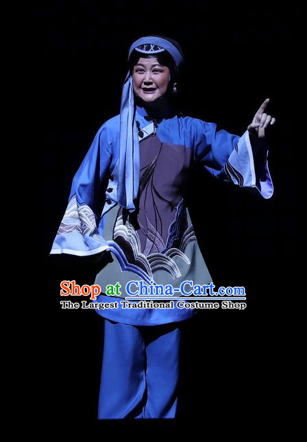 Chinese Beijing Opera Elderly Female Apparels Jing Hai Hun Costumes and Headpieces Traditional Peking Opera Fisher Woman Dress Garment