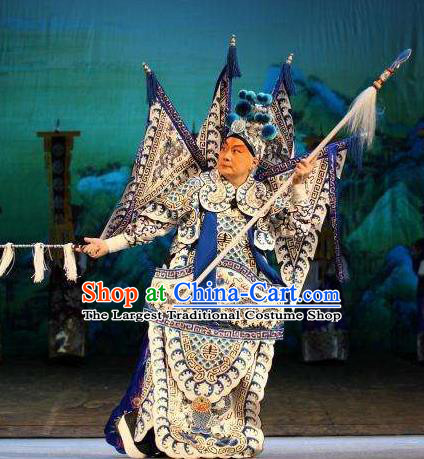 Zhao Tuo Chinese Peking Opera General Kao Suit Garment Costumes and Headwear Beijing Opera Military Officer Apparels Armor Clothing with Flags