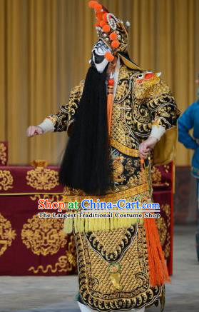 Xiang Yu Chinese Peking Opera Chu King Garment Costumes and Headwear Beijing Opera Laosheng Apparels Monarch Armor Clothing