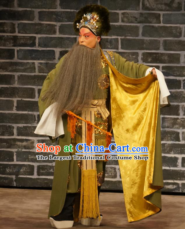 Seven Heros Five Gallants Chinese Peking Opera Elderly Male Garment Costumes and Headwear Beijing Opera Laosheng Apparels Landlord Clothing