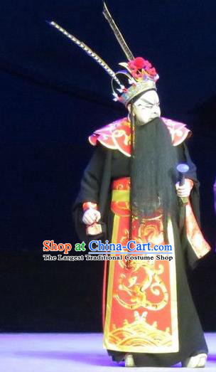 Saving Orphan Chinese Ping Opera Treacherous Official Garment Costumes and Headwear Pingju Opera Laosheng Tuan Gu Apparels Clothing