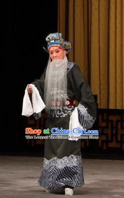 Xing Han Tu Chinese Peking Opera Laosheng Garment Costumes and Headwear Beijing Opera Old Man Apparels Official Zhang Cang Clothing
