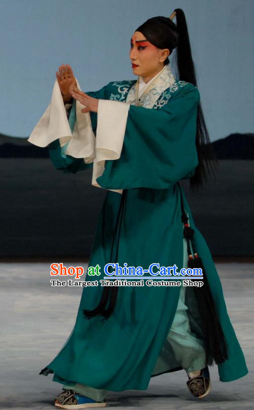 Liu Lanzhi Chinese Peking Opera Distress Male Garment Costumes and Headwear Beijing Opera Young Man Apparels Xiaosheng Jiao Zhongqing Clothing