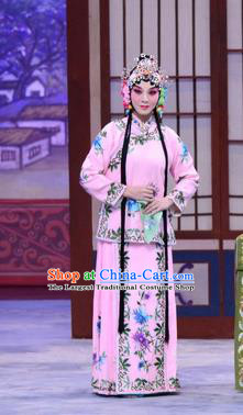 Chinese Beijing Opera Xiao Dan Apparels Liu Lanzhi Costumes and Headpieces Traditional Peking Opera Young Girl Pink Dress Garment