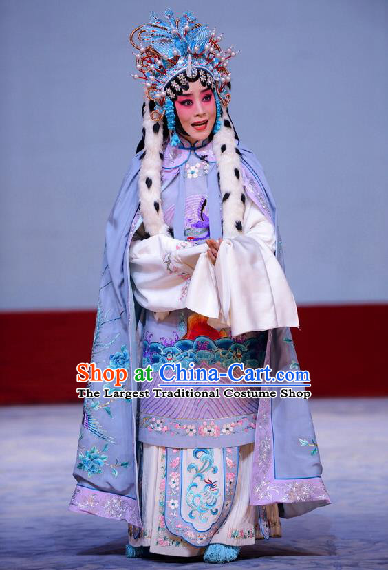 Chinese Beijing Opera Hua Tan Apparels Return to the Han Dynasty Costumes and Headpieces Traditional Peking Opera Diva Dress Imperial Concubine Cai Wenji Garment