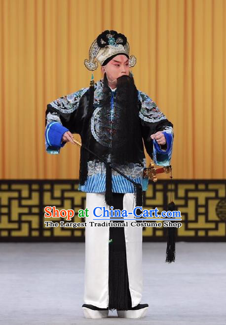 Wen Zhao Guan Chinese Peking Opera Wusheng Garment Costumes and Headwear Beijing Opera Takefu Apparels Swordsman Wu Yuan Clothing