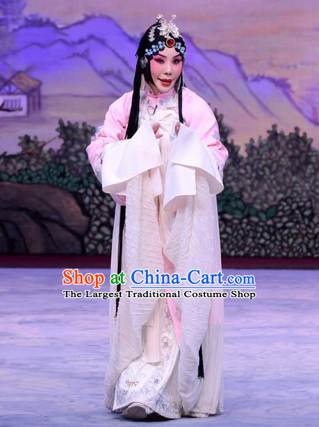 Chinese Beijing Opera Distress Female Apparels Liu Lanzhi Costumes and Headpieces Traditional Peking Opera Young Woman Dress Diva Garment