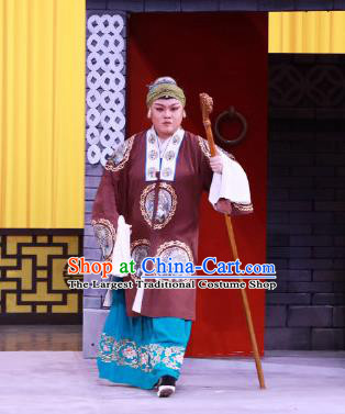 Chinese Beijing Opera Dame Apparels Hong Mu Ma Chou Costumes and Headpieces Traditional Peking Opera Pantaloon Dress Elderly Female Garment