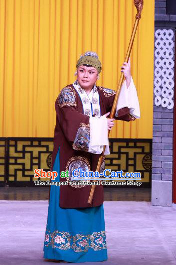 Chinese Beijing Opera Dame Apparels Hong Mu Ma Chou Costumes and Headpieces Traditional Peking Opera Pantaloon Dress Elderly Female Garment