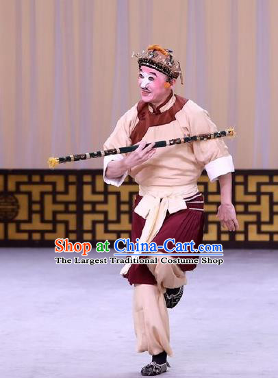 Hai Zhou Guo Guan Chinese Peking Opera Chou Role Garment Costumes and Headwear Beijing Opera Figurant Apparels Clothing