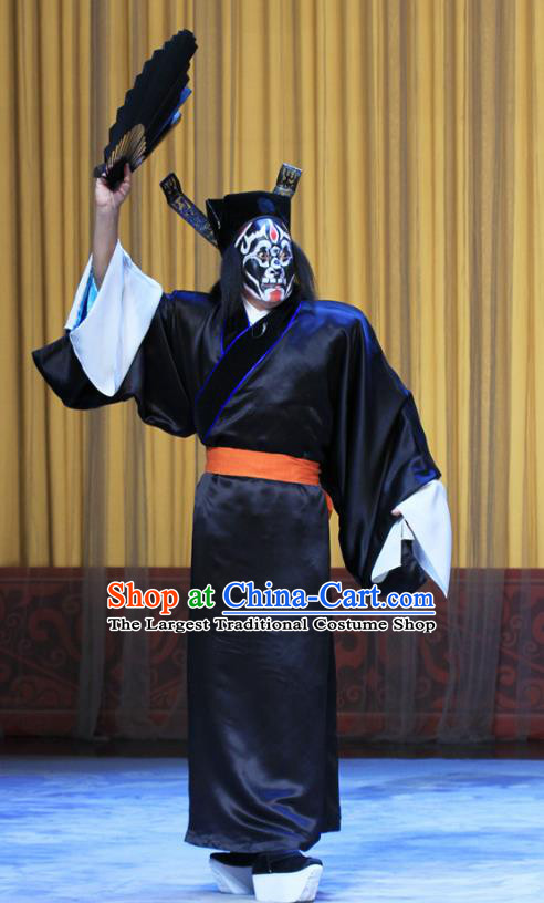 You Liu Dian Chinese Peking Opera Hell God Garment Costumes and Headwear Beijing Opera Ghost Soldier Apparels Clothing