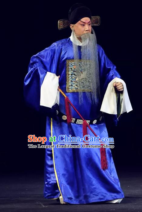 Return to the Han Dynasty Chinese Peking Opera Elderly Male Garment Costumes and Headwear Beijing Opera Jing Role Apparels Envoy Official Clothing