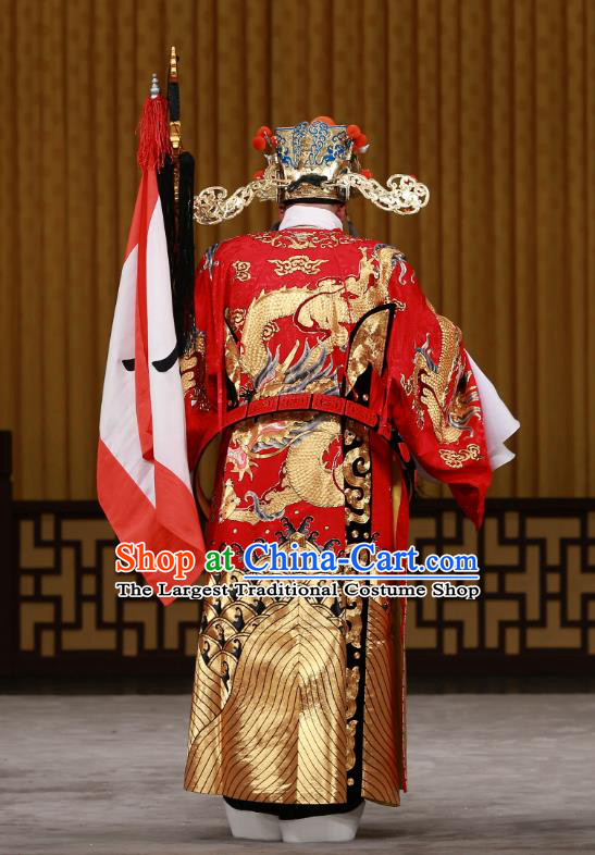 Yang Ping Guan Chinese Peking Opera Jing Role Garment Costumes and Headwear Beijing Opera Elderly Male Apparels Chancellor Cao Cao Clothing