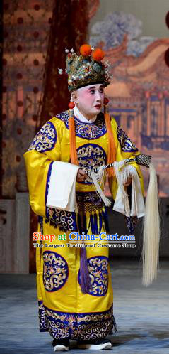 Empress With Great Feet Chinese Peking Opera Court Eunuch Garment Costumes and Headwear Beijing Opera Palace Servant Apparels Clothing