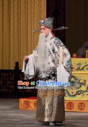 Xing Han Tu Chinese Peking Opera Old Man Garment Costumes and Headwear Beijing Opera Elderly Male Apparels Official Clothing