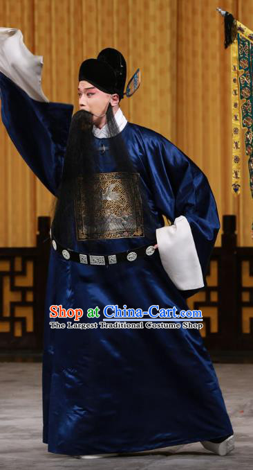 Zhan Wan Cheng Chinese Peking Opera Official Jia Xu Garment Costumes and Headwear Beijing Opera Laosheng Apparels Clothing