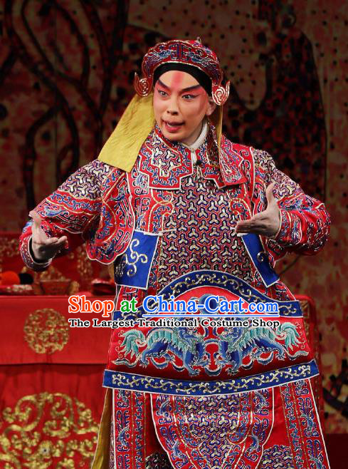 Zhai Ying Hui Chinese Peking Opera Takefu Armor Garment Costumes and Headwear Beijing Opera Wusheng Apparels Martial Male Tang Jiao Clothing
