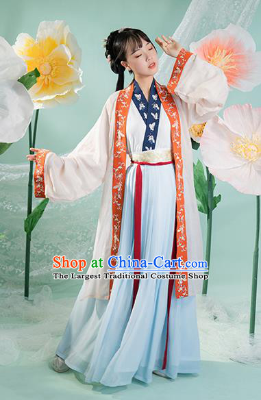 Chinese Traditional Song Dynasty Historical Costumes Ancient Royal Princess Hanfu Dress Young Lady Apparels Complete Set