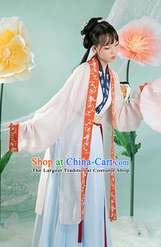 Chinese Traditional Song Dynasty Historical Costumes Ancient Royal Princess Hanfu Dress Young Lady Apparels Complete Set